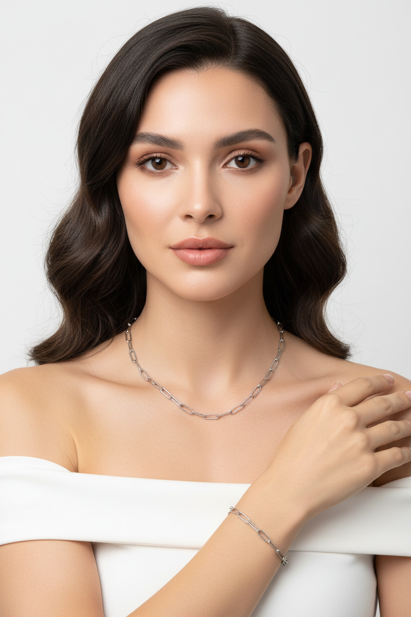 Paperclip Necklace and Bracelet Set