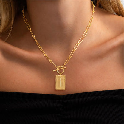 14k Dainty Nail Cross Necklace