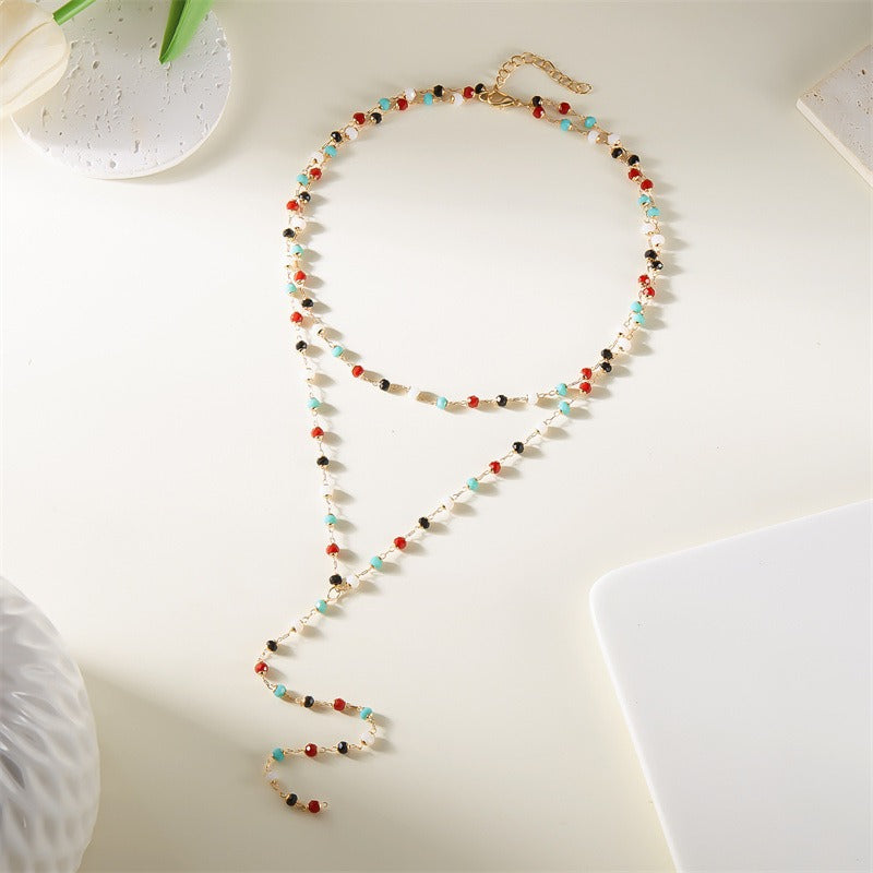 Y-Shaped Beaded Chain Necklace