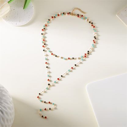 Y-Shaped Beaded Chain Necklace