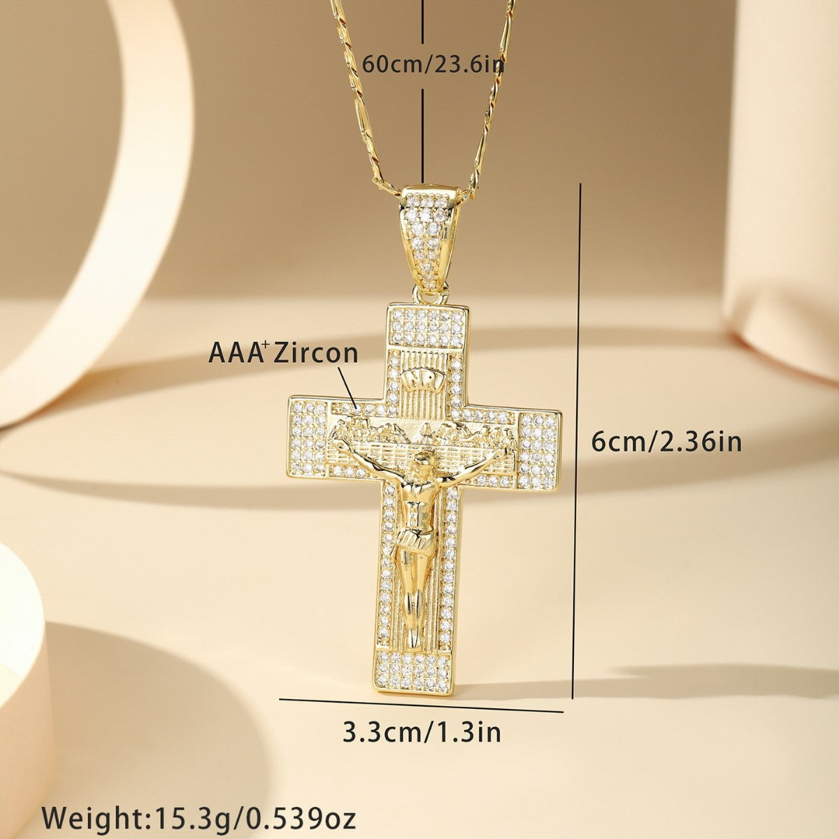 14K Gold Plated Jesus Christ Crucifix Necklace