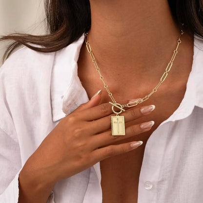 14k Dainty Nail Cross Necklace