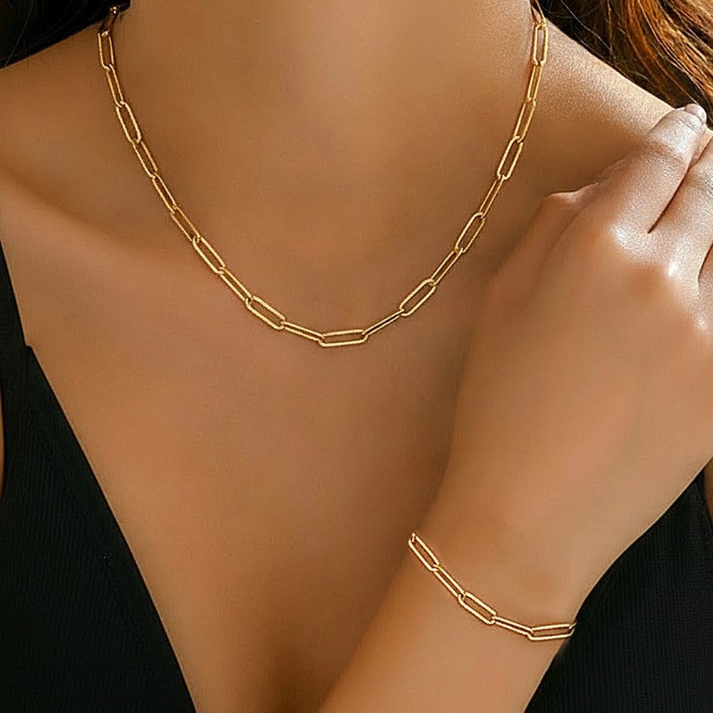 Paperclip Necklace and Bracelet Set