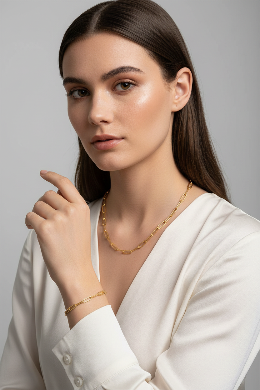 Paperclip Necklace and Bracelet Set