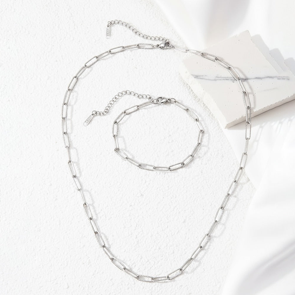 Paperclip Necklace and Bracelet Set