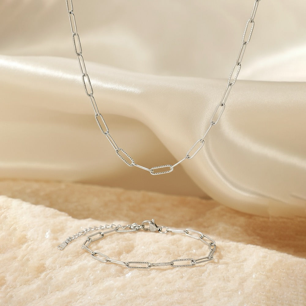 Paperclip Necklace and Bracelet Set
