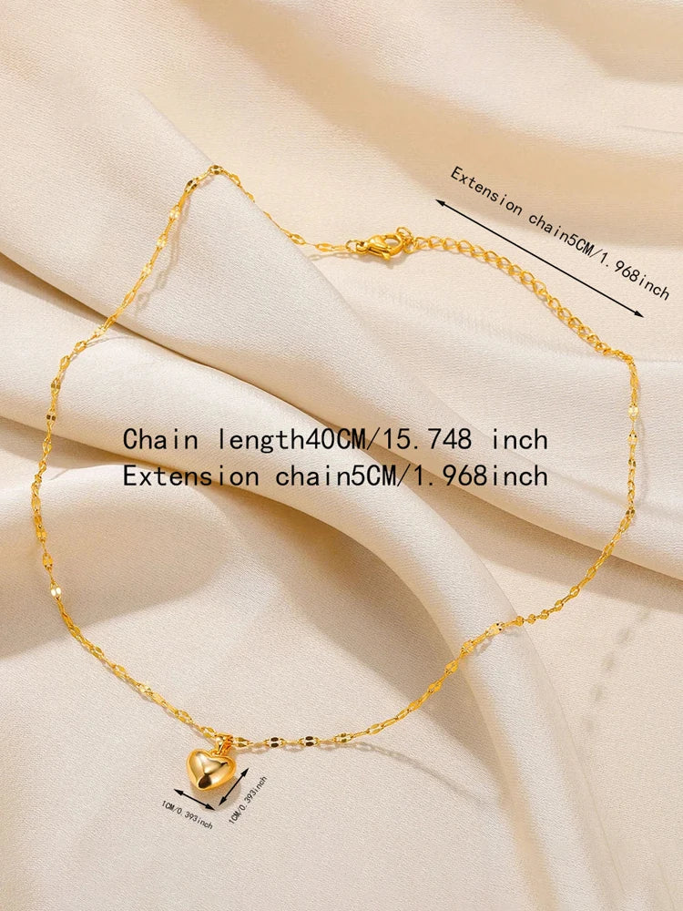 Gold Heart Charm Pendant Necklace