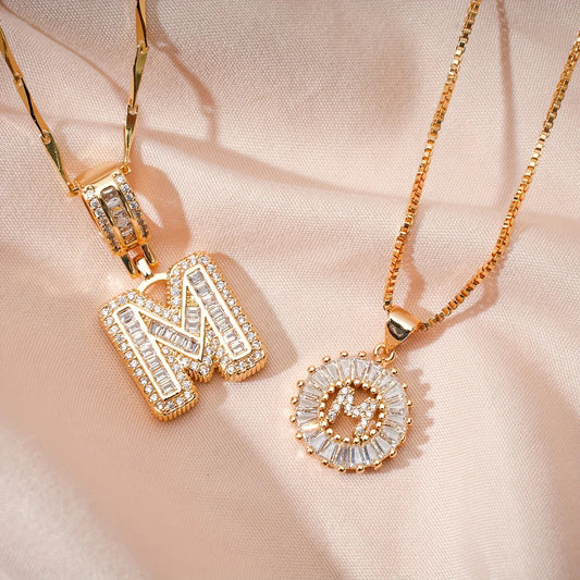 Diamond Letter Initial Necklace (2 Necklaces)
